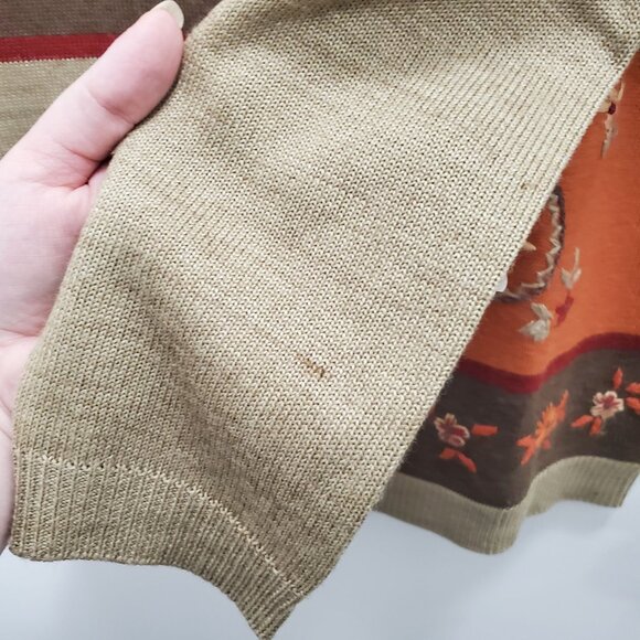 Alfred Dunner Petite Vintage Earthy 70s Embroidered Cottagecore Mock Sweater PM - Picture 8 of 9